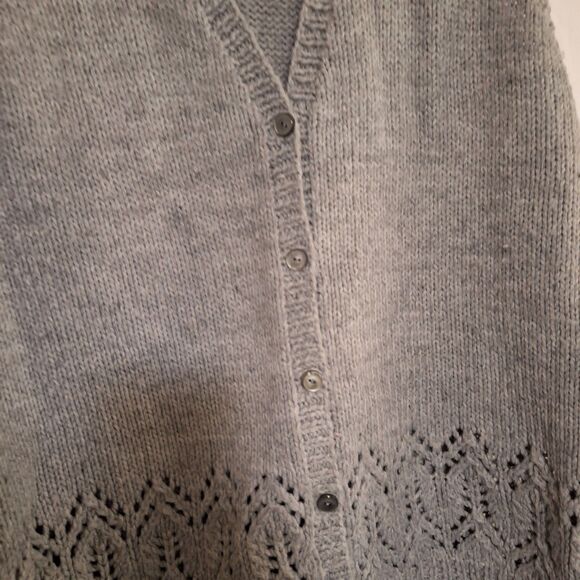 Handmade Pointelle Knit Sweater Vest Grandma Core Academia Preppy Cardigan L - Picture 2 of 7